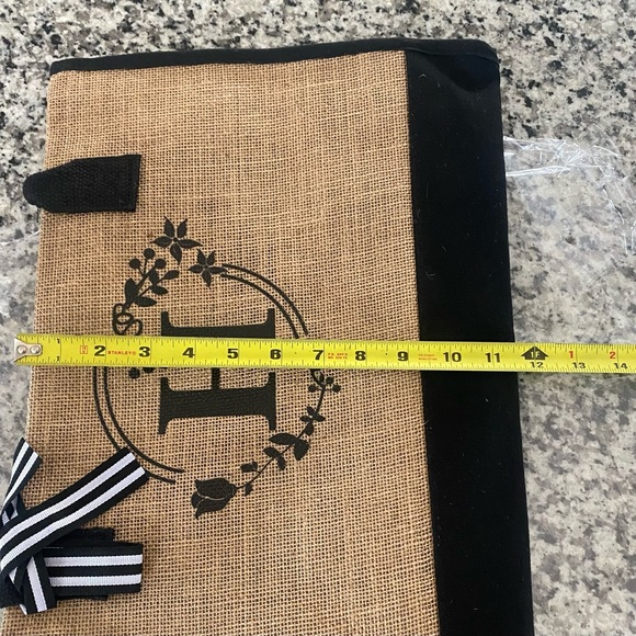 Letter Embroidered Jute Satchel Bag Large - Picture 7 of 9